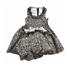 Toddler Girls Bonnie Bell Chocolate Brown Fall Leaf Print Photo Dress - Sz 2T